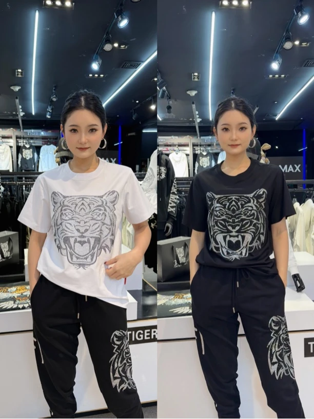 TIGERMAX 潮牌男女同款2025新款烫钻T恤T0211