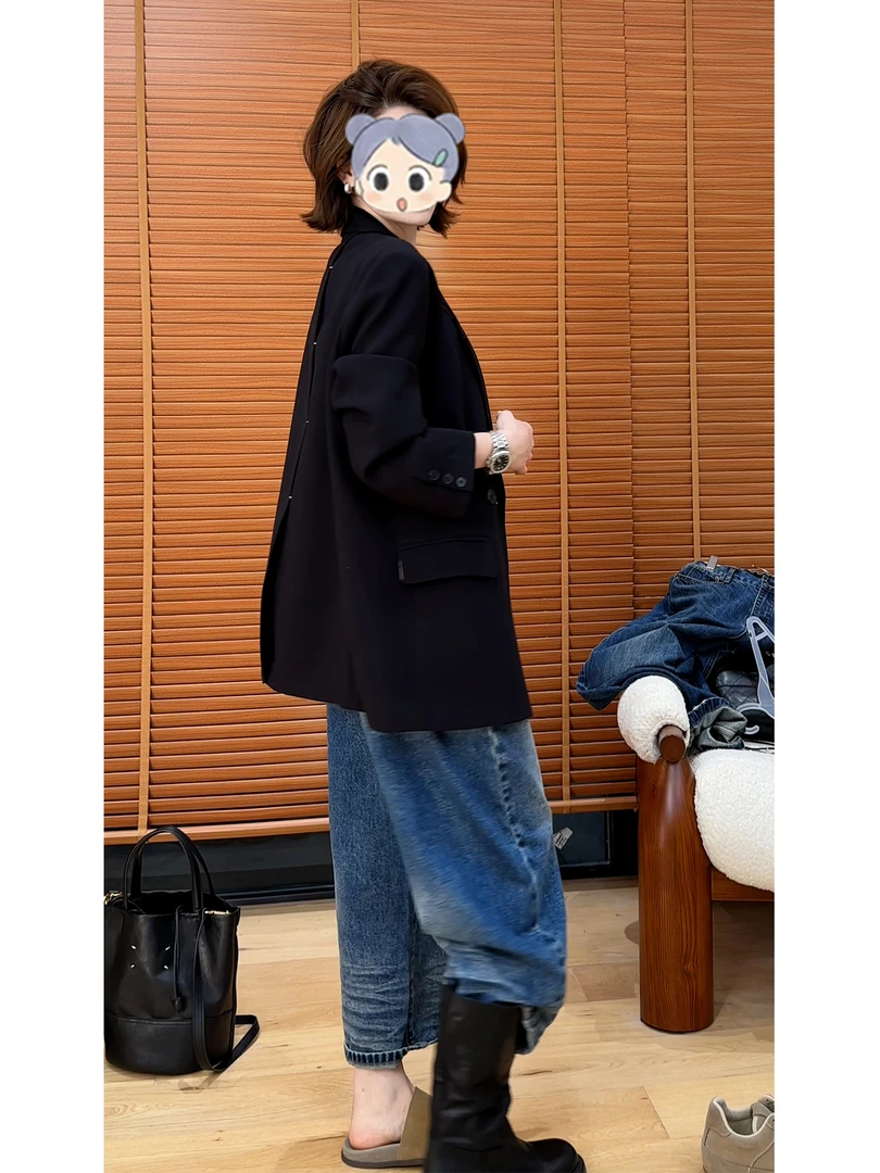欧货黑色西装外套女2025年秋季新款通勤风时尚百搭宽松显瘦西服