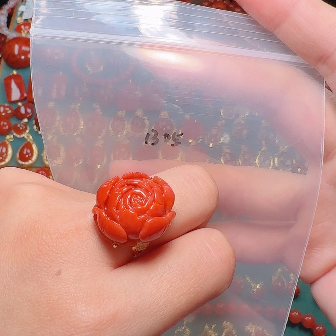 南红玛瑙银S925镶嵌戒指