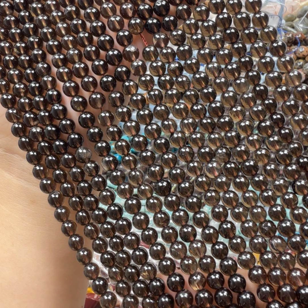 水晶珠宝半成品未镶嵌卡6天然茶水晶一条