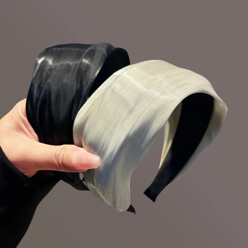 微光丝缎面宽边发箍女2025新款高级感头箍高颅顶显脸小压发发饰