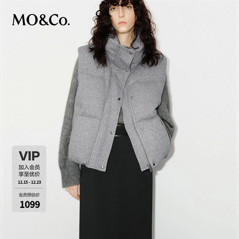 MOCO羽绒服冬季绒子含量90%运动风高领短款马甲MBD4EINK04