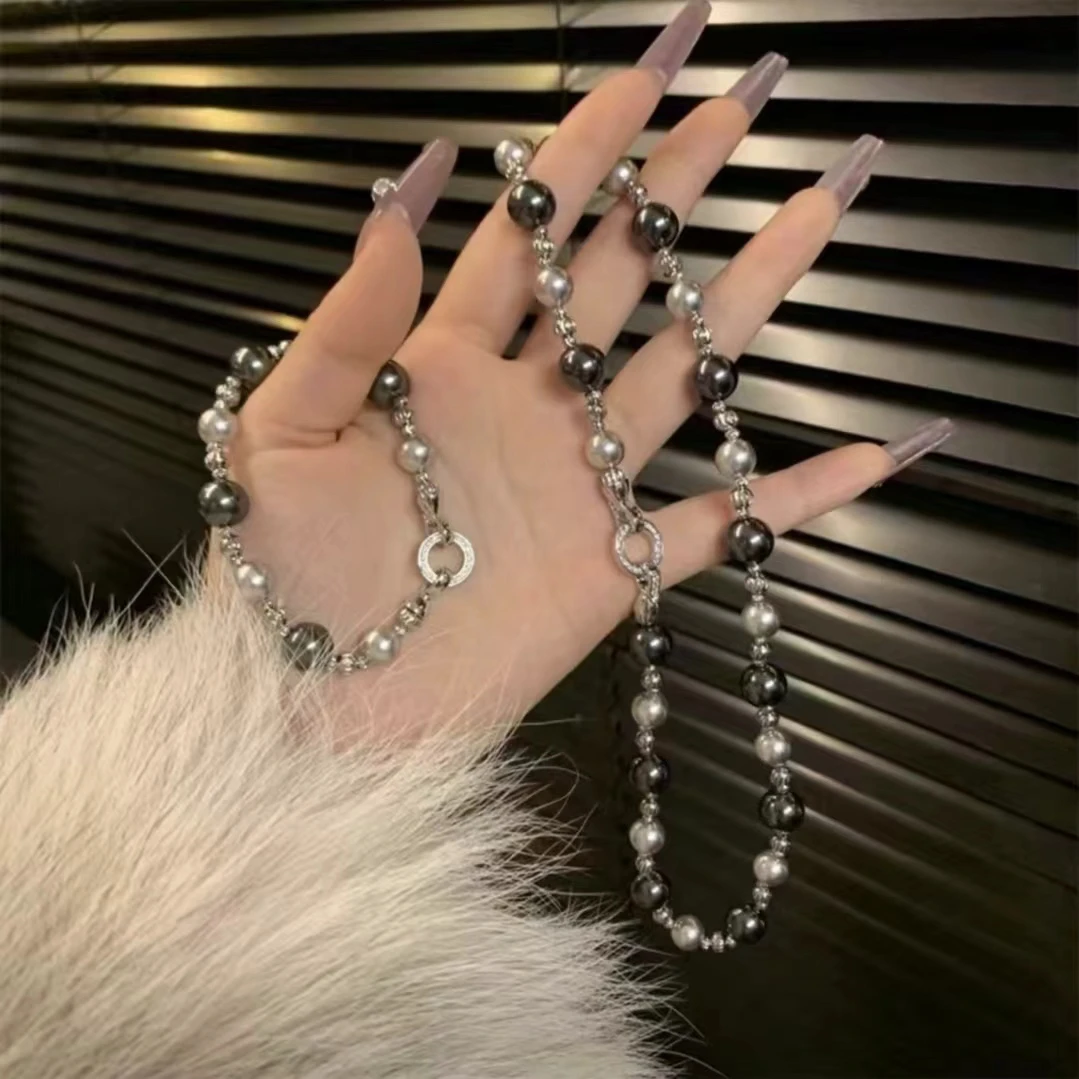 三件套混彩莫兰迪色系转盘扣锁骨链2-888