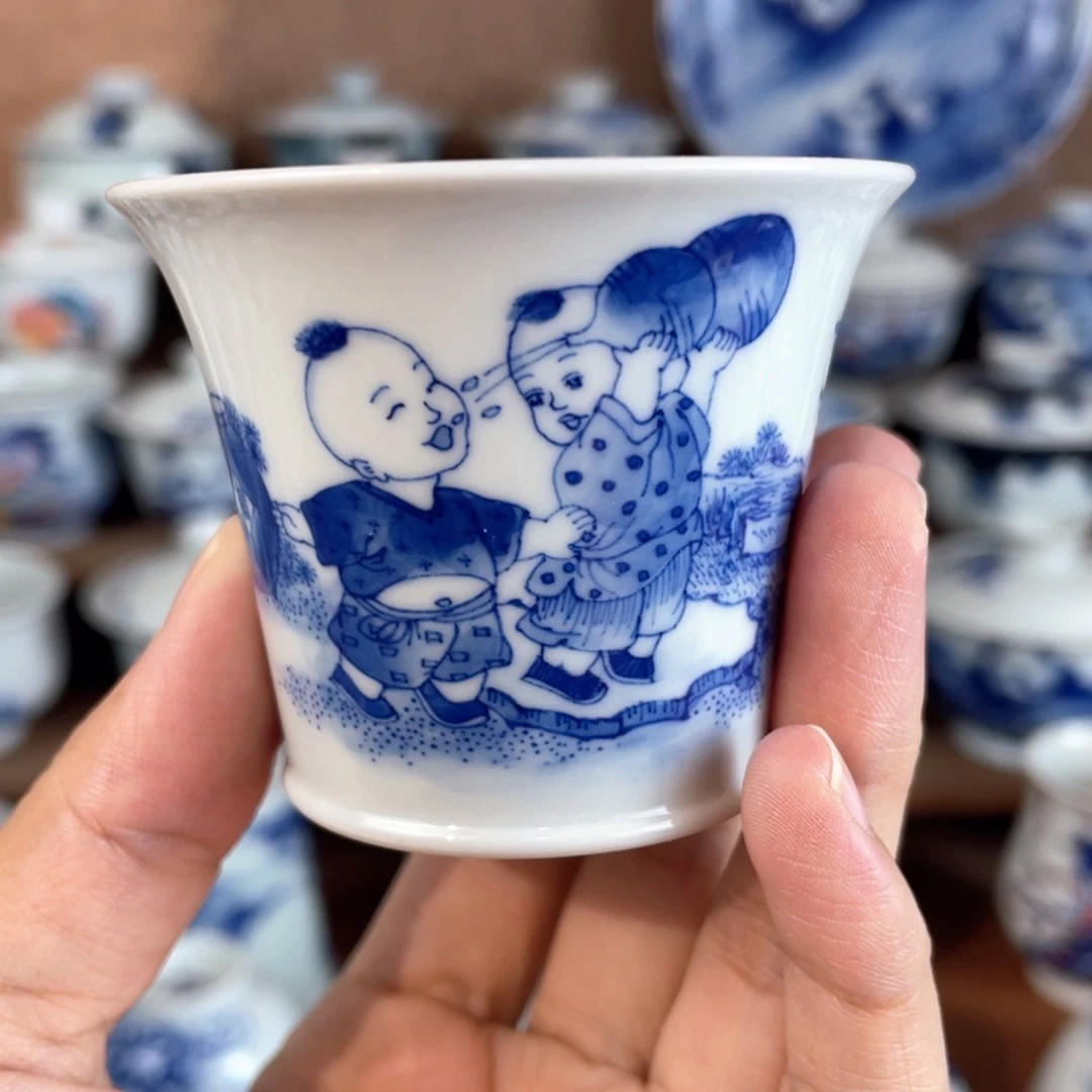 泥藝瓷梦童子马蹄杯