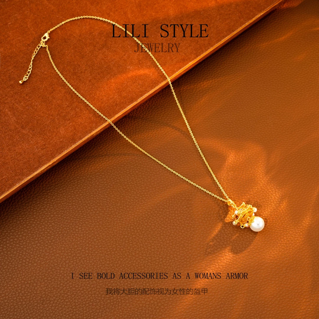 铜合金项链 【故人】新中式古法项链小众宫廷风高级感配饰女T030