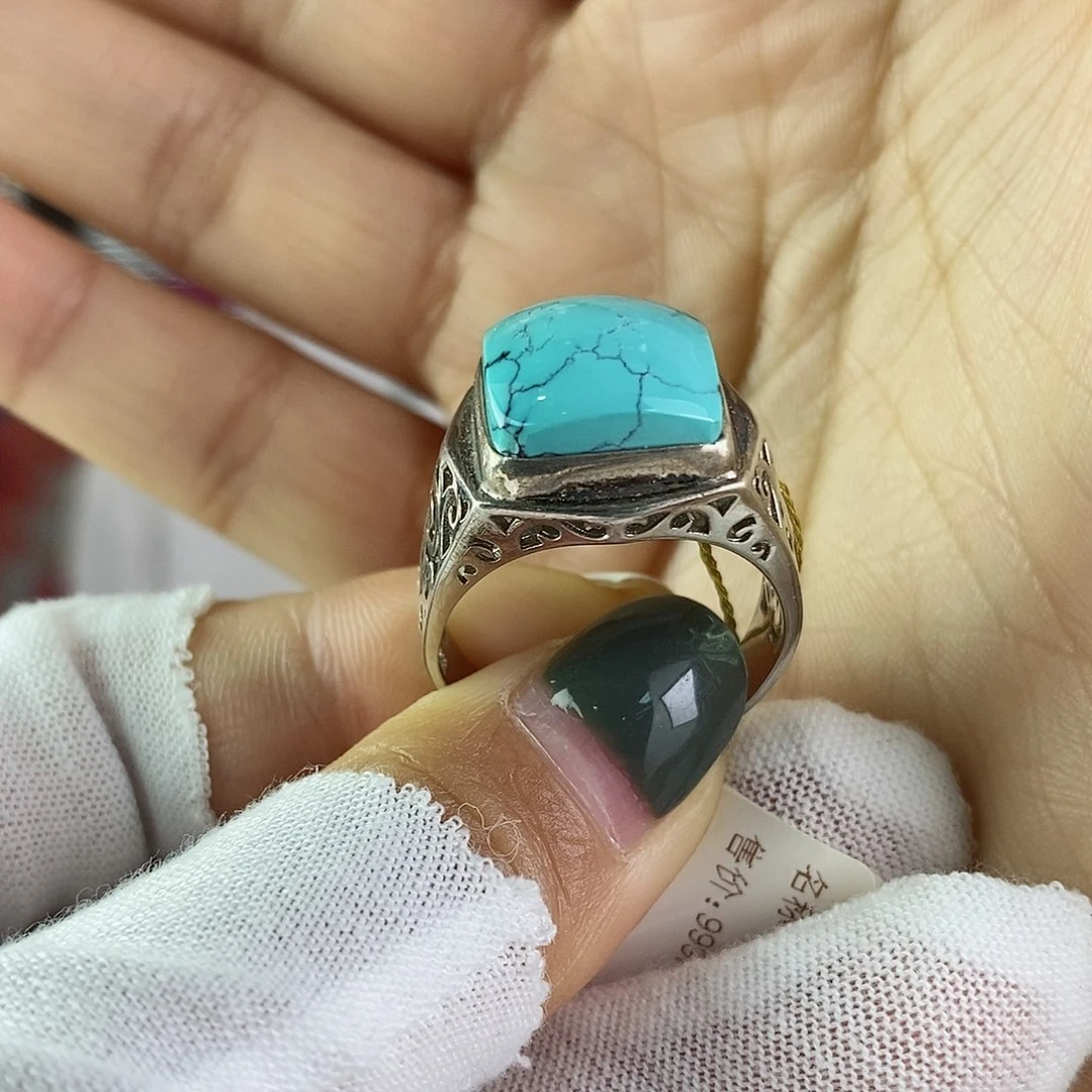 绿松石珠宝奇石银S925镶嵌M