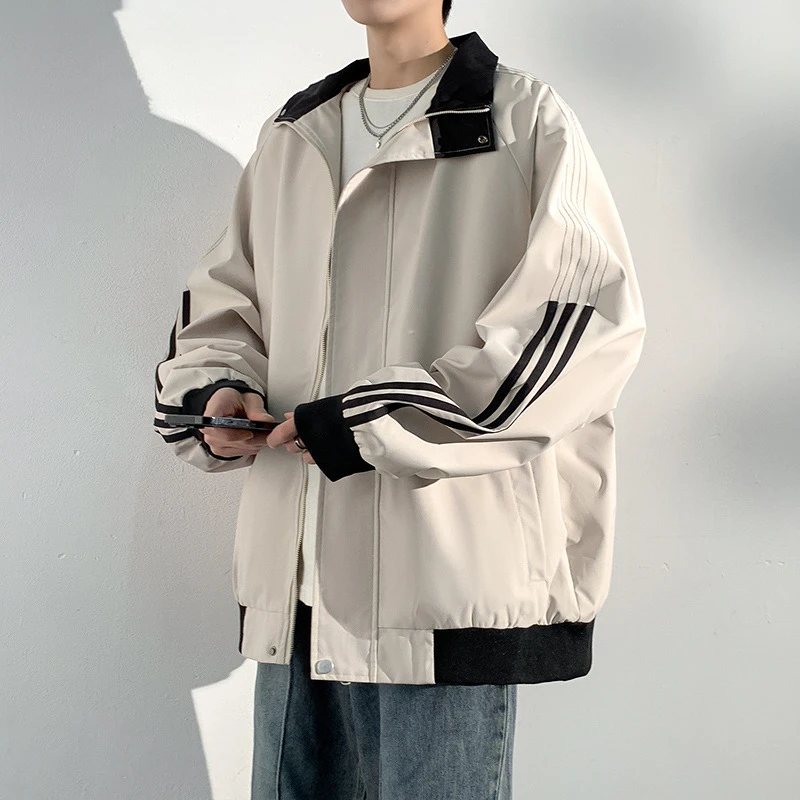 HUCN工装外套男生春秋2025新款宽松夹克棒球服男士冲锋衣