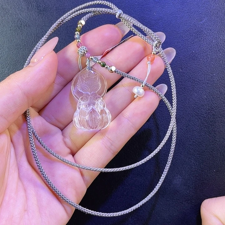 水晶白水晶莲花狐未镶嵌