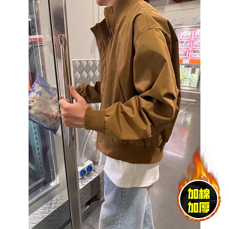 美式bomber飞行员夹克外套男款秋冬季加厚棉服廓形短款高街棒球服