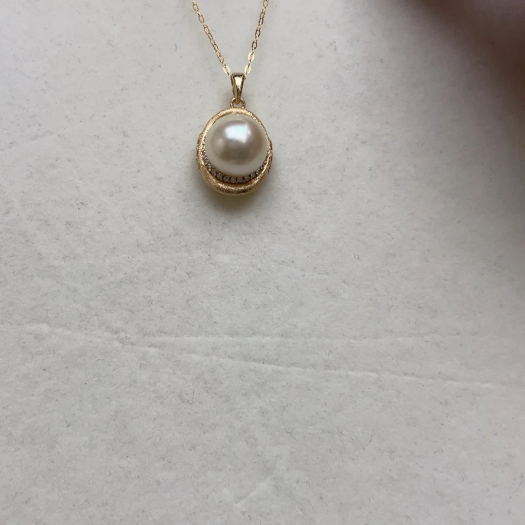 银S925镶嵌海水珍珠吊坠(不含链)