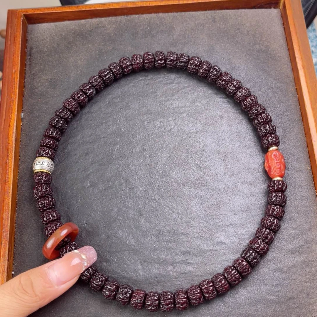 金刚菩提吊坠藏式直切一代龙黑金