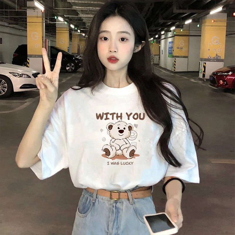 新款纯棉短袖T恤女韩版宽松休闲显瘦百搭半袖白色上衣潮夏季2025