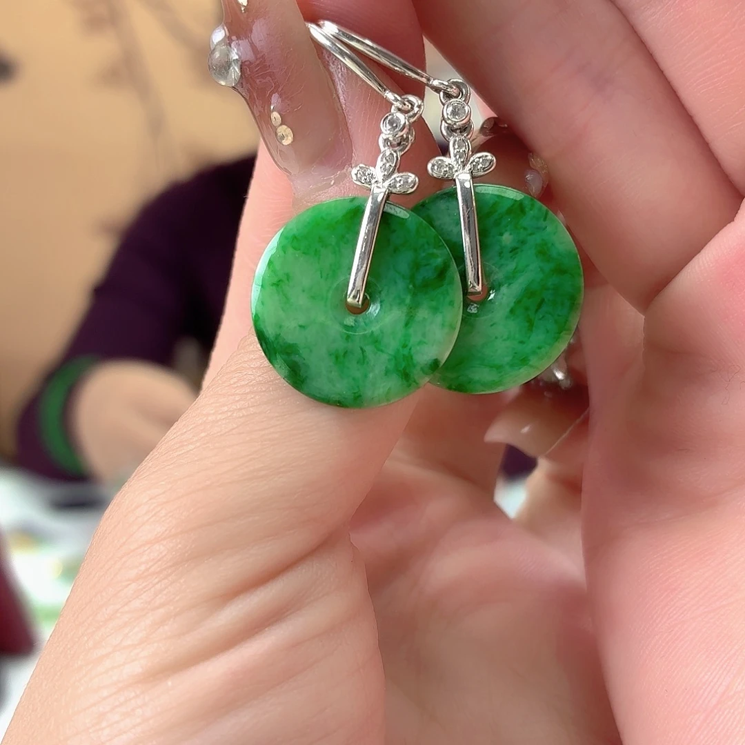 翡翠银S925镶嵌耳饰翡翠