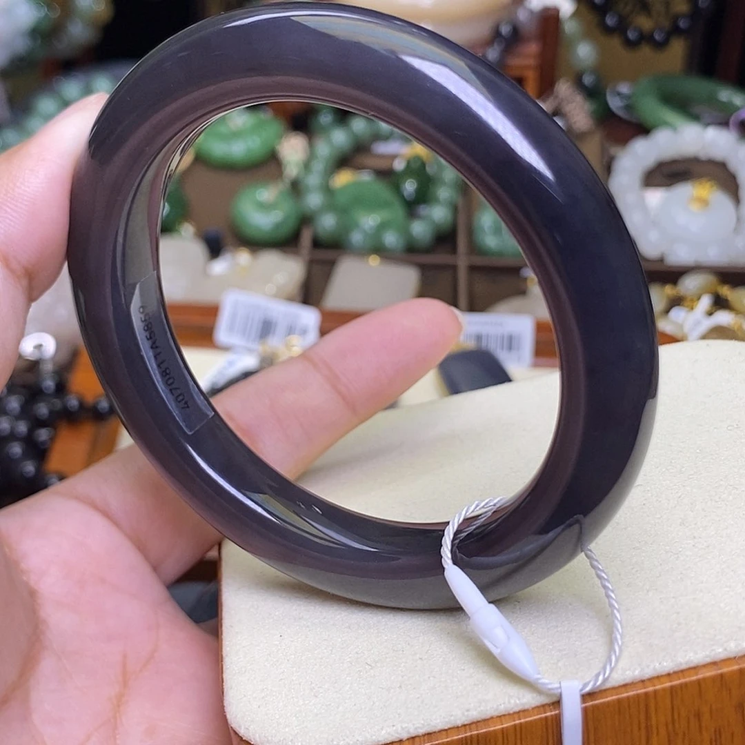 和田玉未镶嵌颈饰烟紫帝王紫收藏手镯59