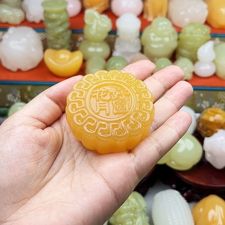 石材月饼手把摆件