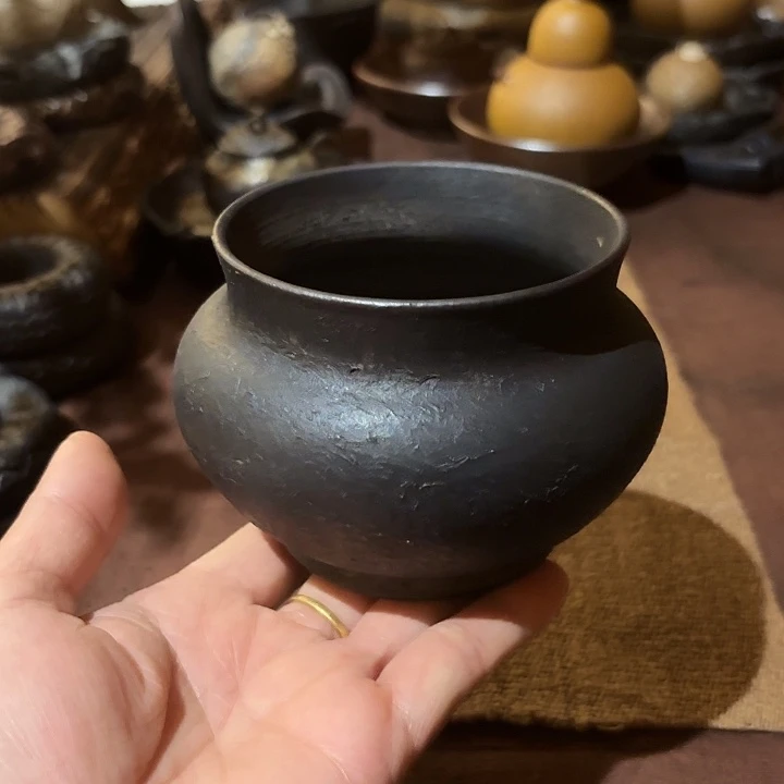 沉***处黑淘泥柴烧建水容量350