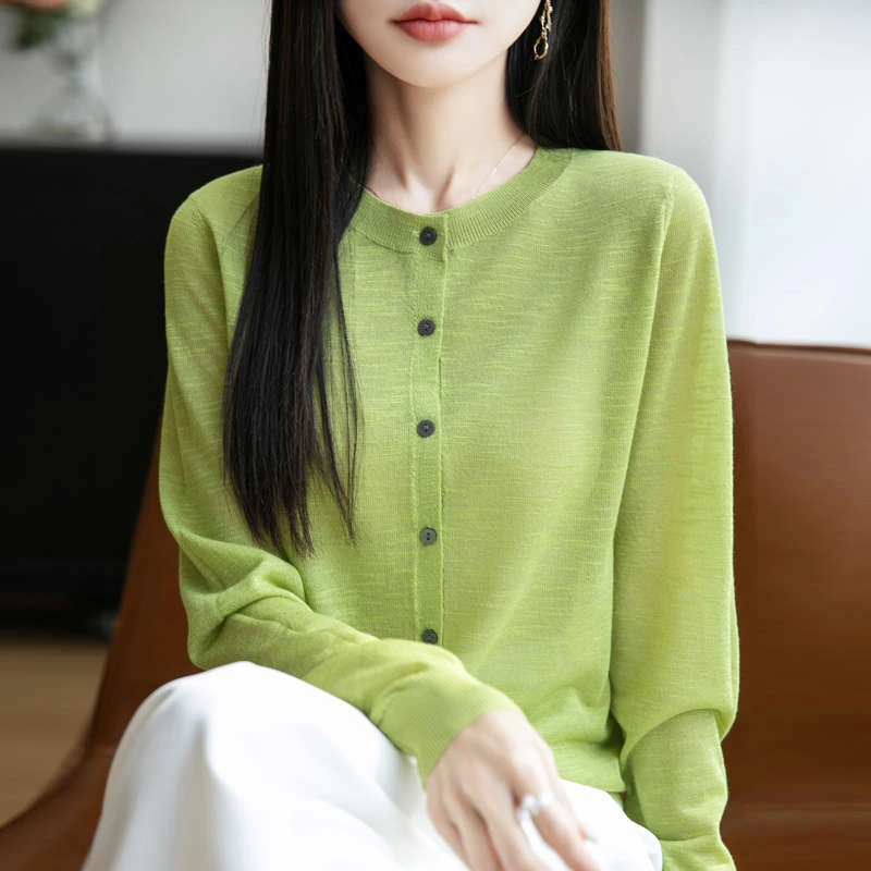 恒源祥集团彩羊时尚针织开衫外套女夏季2025新款洋气外搭大码女装