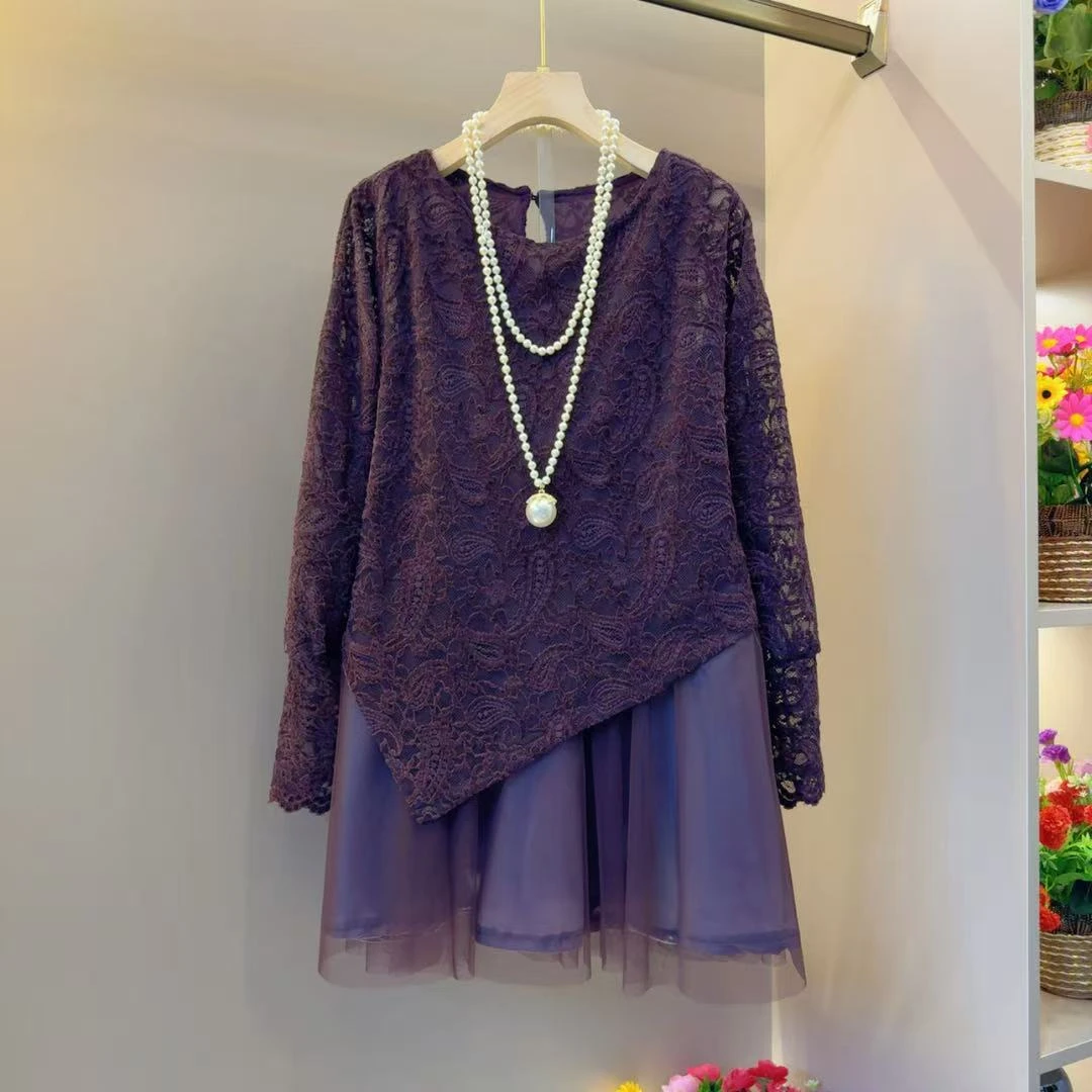 欧韩时髦气质女人衫纱网拼接温柔风小衫衣长74左右