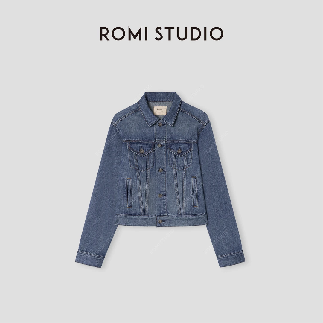 ROMI STUDIO“美式复古”斜纹纯棉怀旧洗水牛仔夹克外套 RMCAWA4804