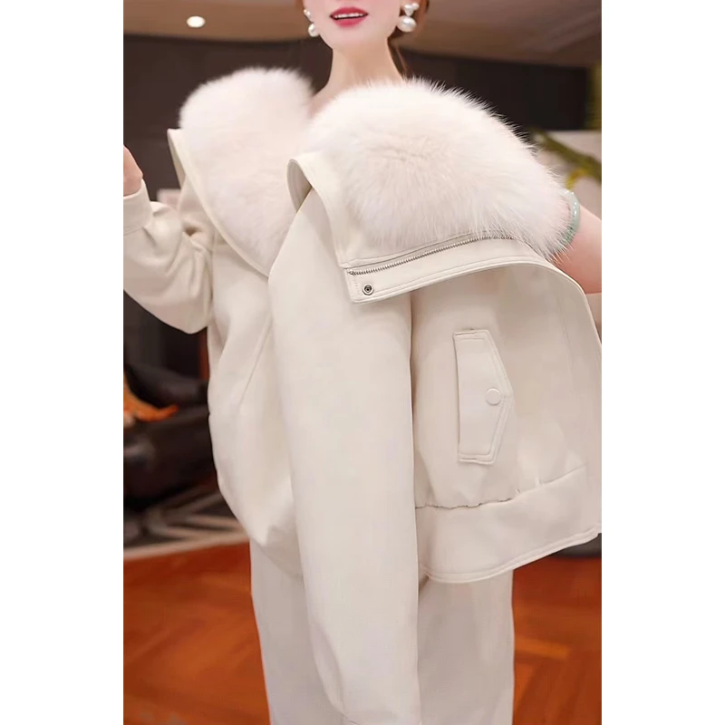 潮流韩式简约设计感大毛领棉服女2026冬季新款保暖百搭舒适外套