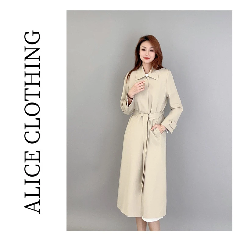 2 alicelulu “简装而行”时尚风衣简约设计 显瘦绑带 H2137075A