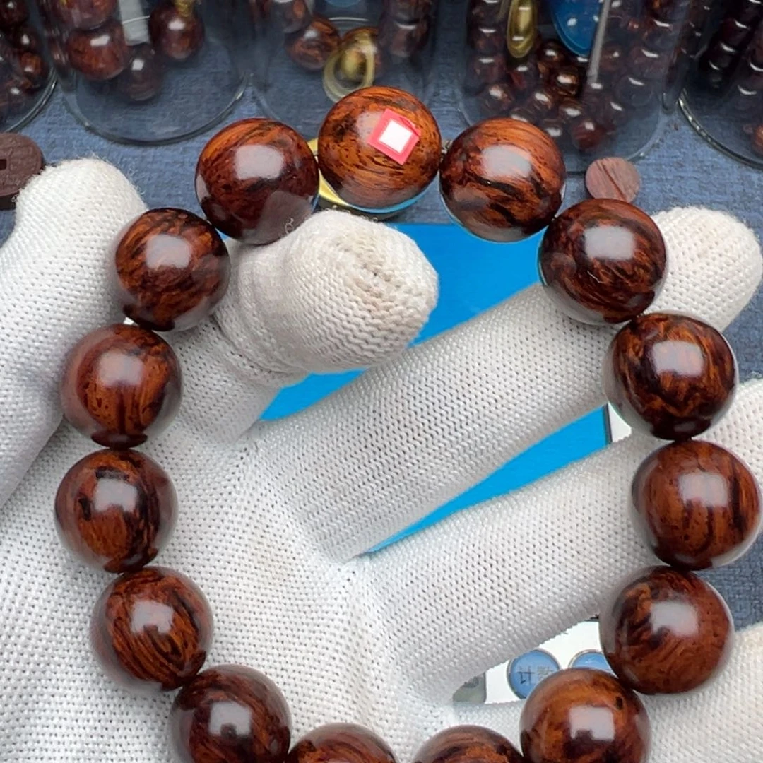 木瑞*海南红降花梨公黑金满火焰纹超一档➕一颗