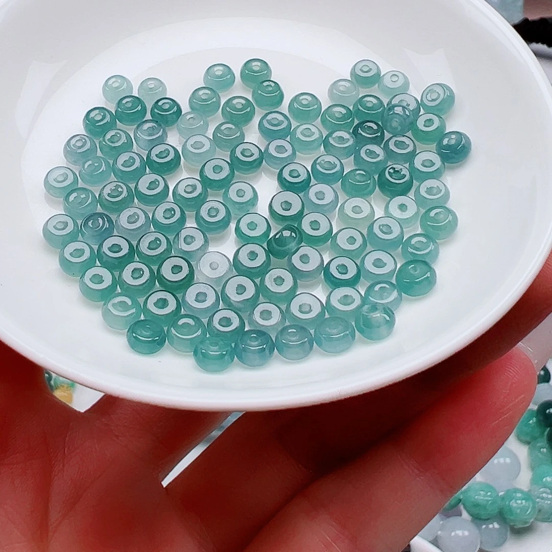 翡翠未镶嵌颈饰算盘珠3×5