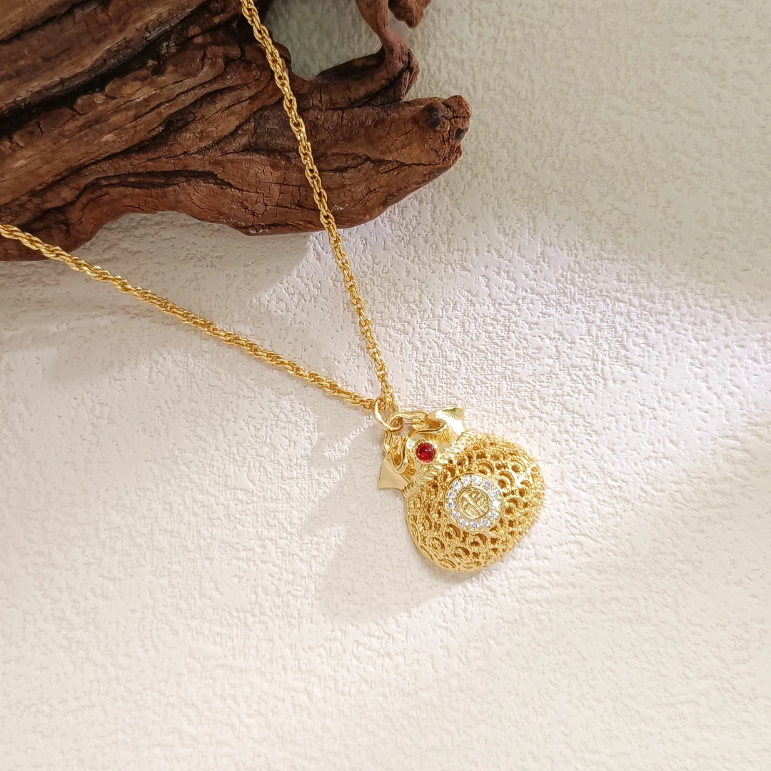 铜合金合成锆石项链 WJH-003067【“包”得意】项链气质百搭小众