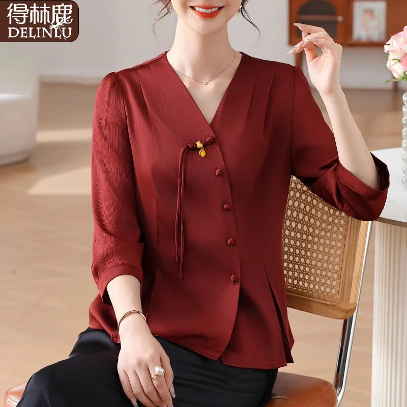 贵妇人妈妈七分袖宽松上衣洋气时尚中老年女夏季套装气质两件套