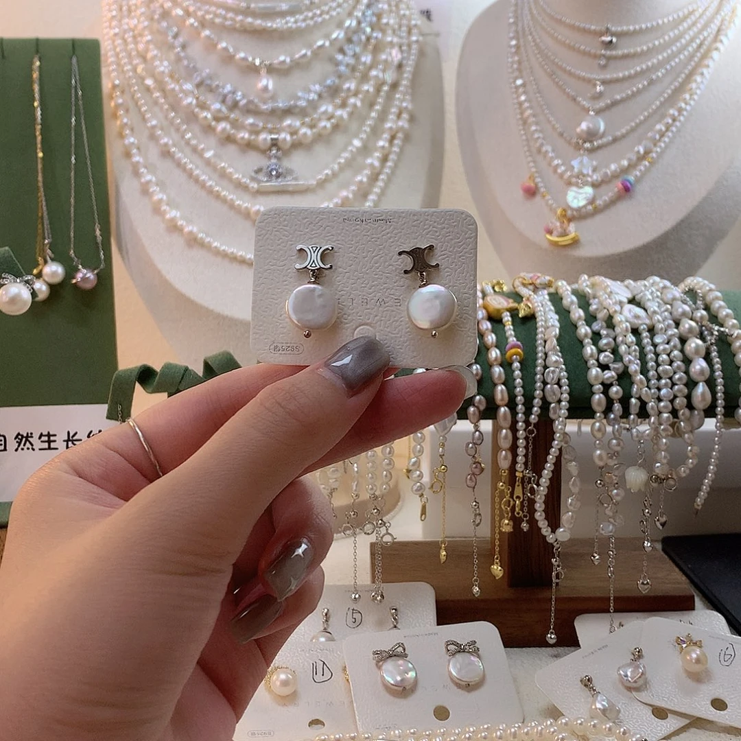 淡水珍珠耳饰银S925镶嵌