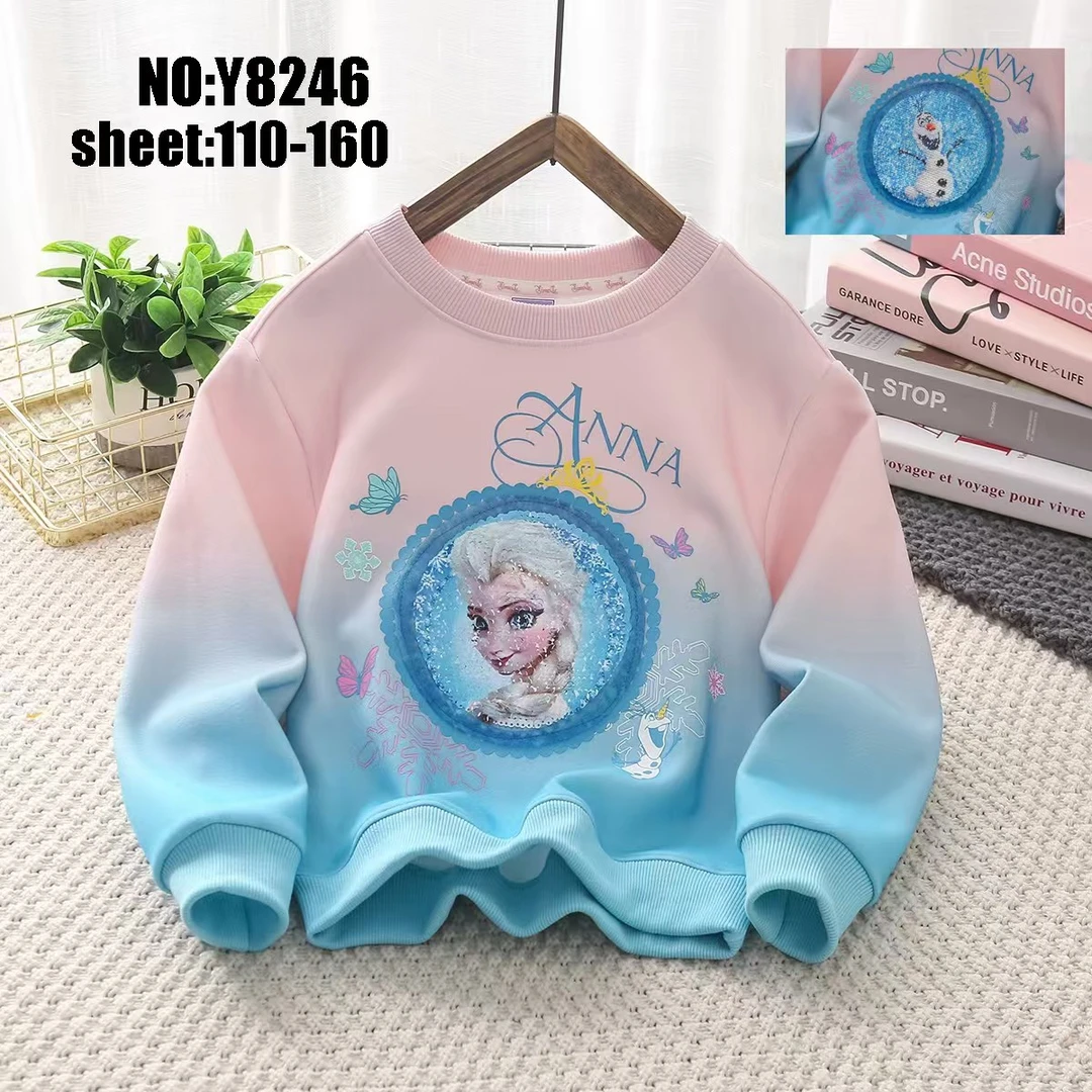 2025春款A14渐变变脸儿童卫衣（艾莎公主变雪宝）
