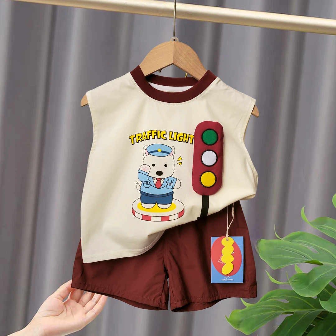 8825107儿童短袖背心套装夏装中大童男女宝宝短裤韩版童装