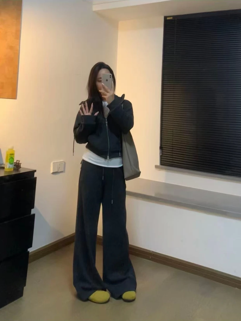 our/【厚绒套装】 连帽卫衣加绒卫裤套装 慵懒极简休闲舒适