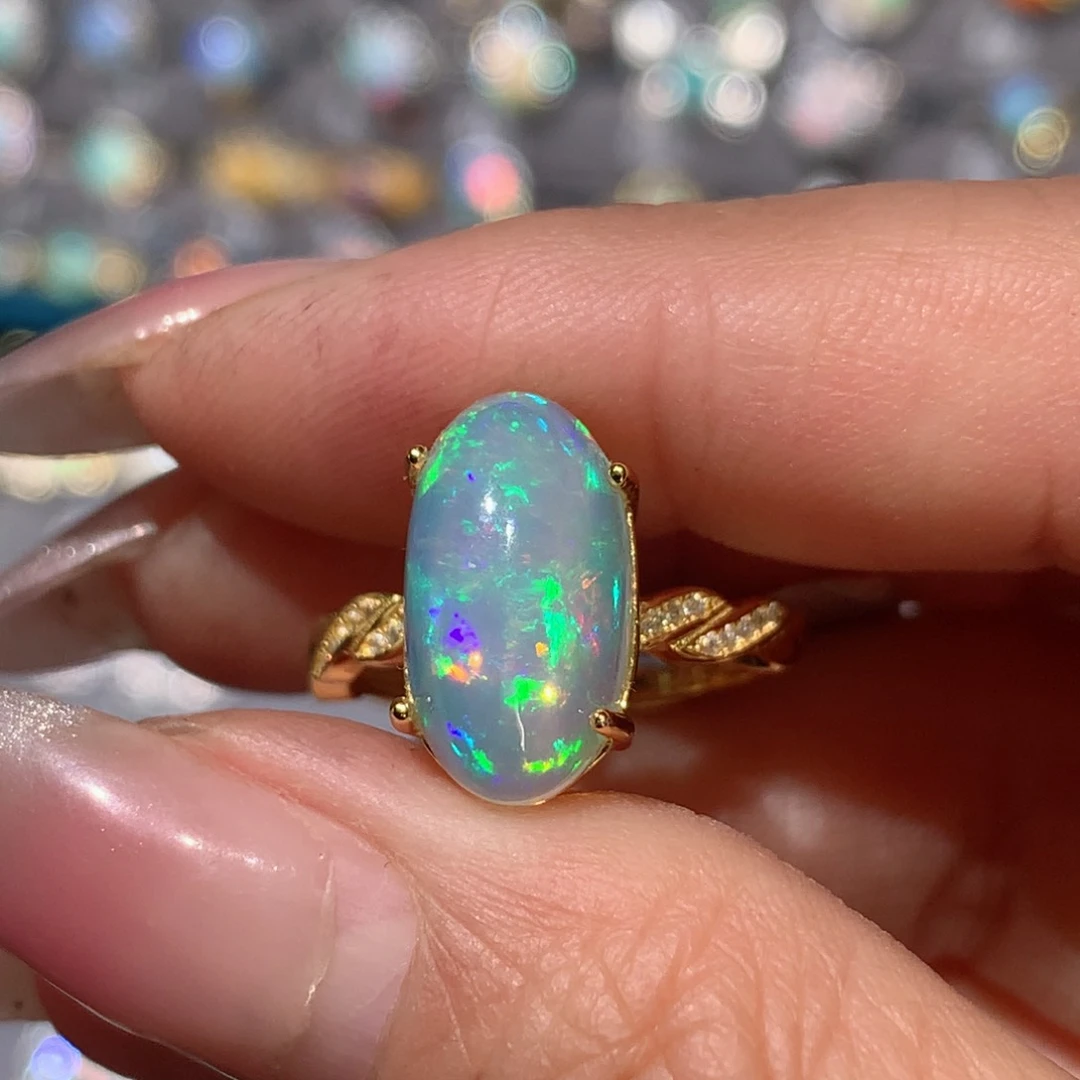 欧泊福利戒指银S925镶嵌