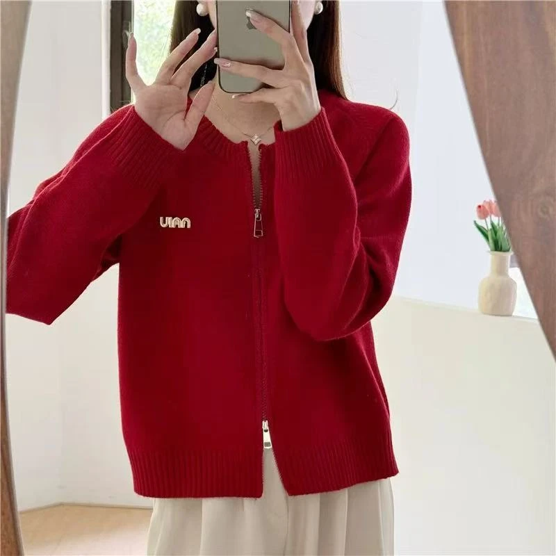 小鑫肝@现货浮力重工带链可开衫装饰休闲百搭毛衣 4574