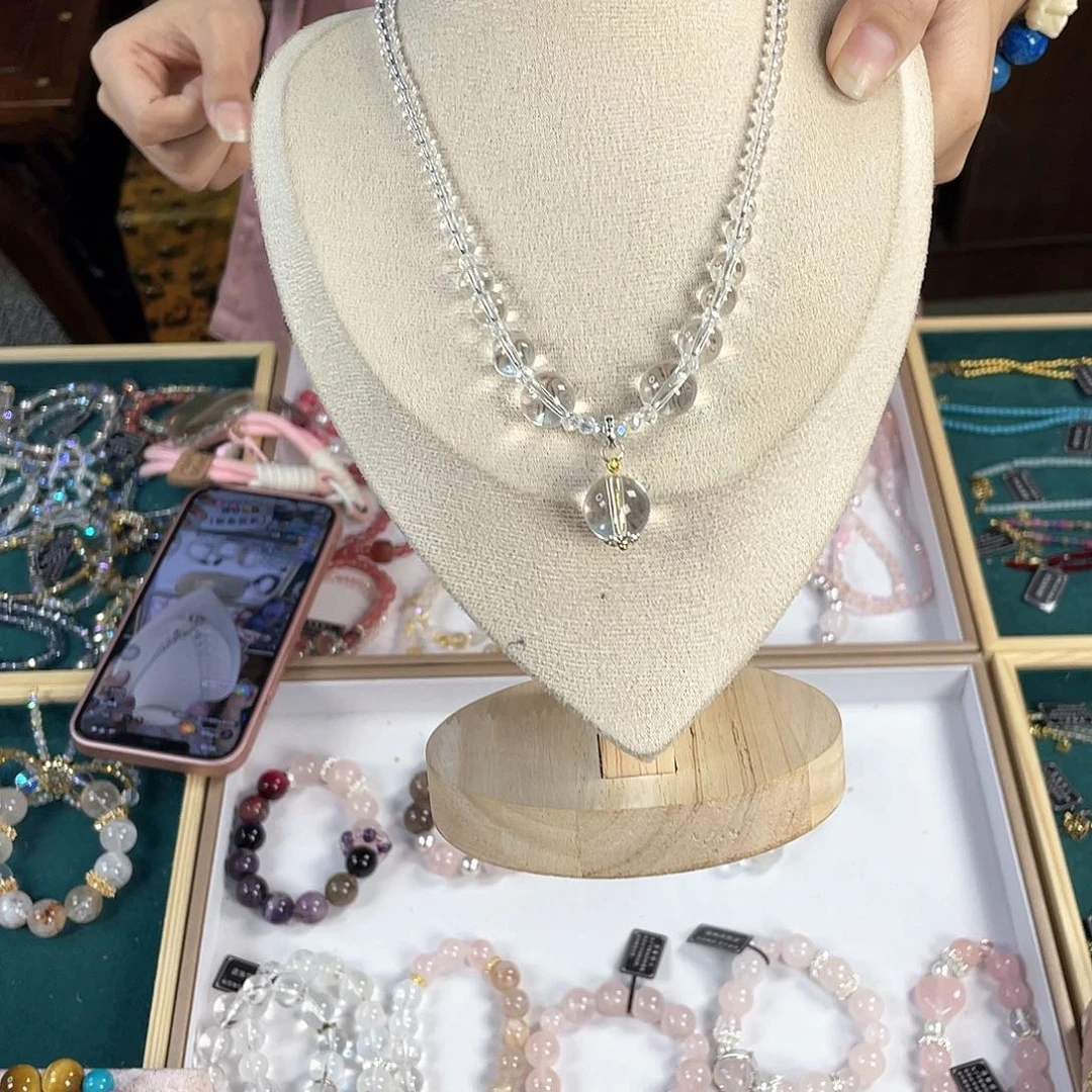 水晶手链银S925镀金镶嵌