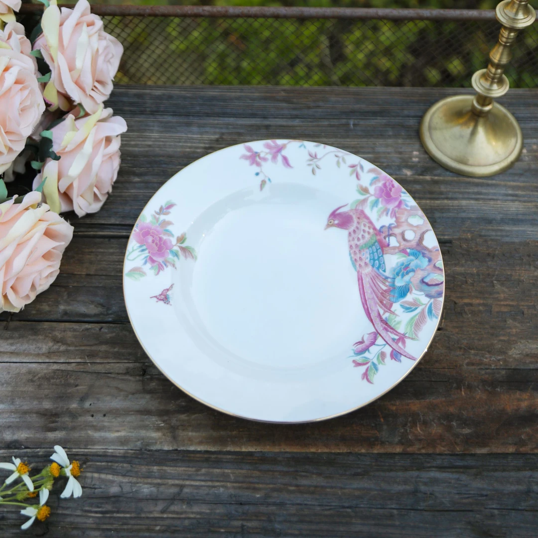 遇见查里  刺绣牡丹8英寸深汤菜盘水果沙拉盘