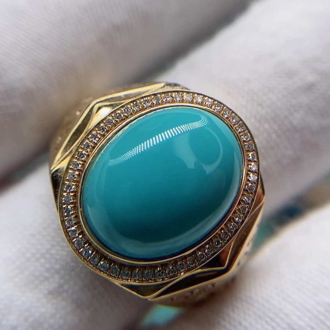 18K金镶嵌绿松石戒指