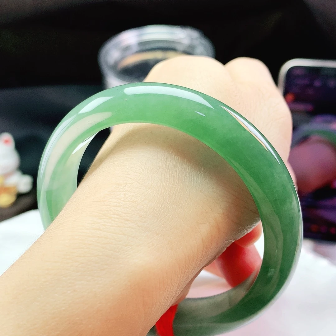 未镶嵌手镯翡翠58冰满透绿