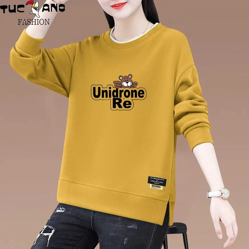 啄木鸟2025新款秋季洋气女士卫衣无帽宽松大码春秋套头长袖上衣服