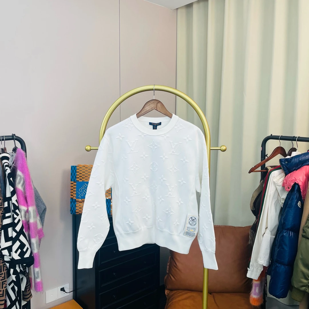 99新 LouisVuitton/路易威登 24新款白色浮雕满印卫衣 xxs码