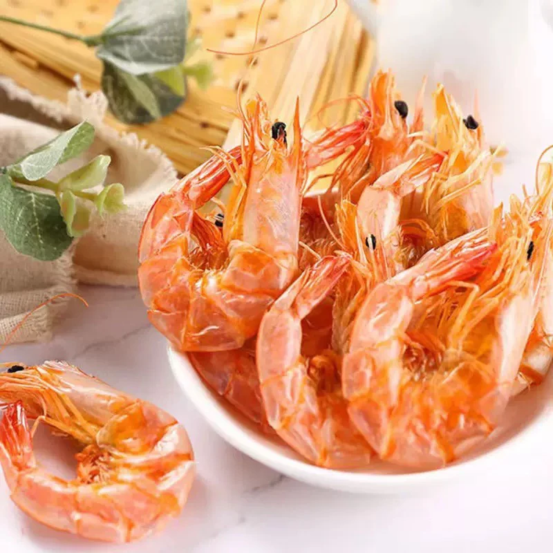 大号脆皮烤虾干开袋即食冷冻保存的海鲜零食