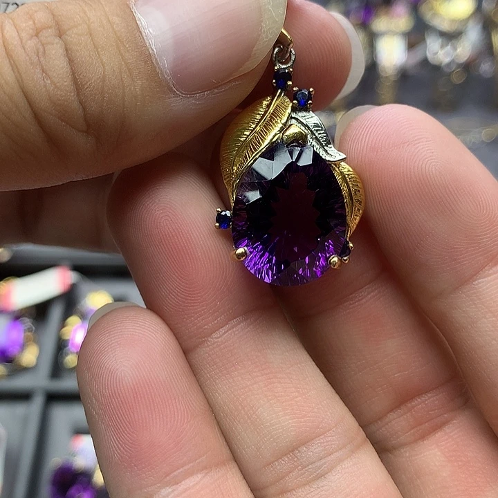 吊坠(不含链)银S925镀金镶嵌水晶