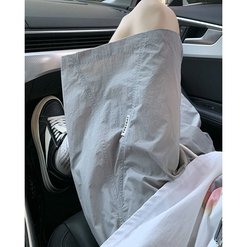 美式网眼速干短裤男夏季薄款男士沙滩裤宽松休闲篮球运动五分裤子