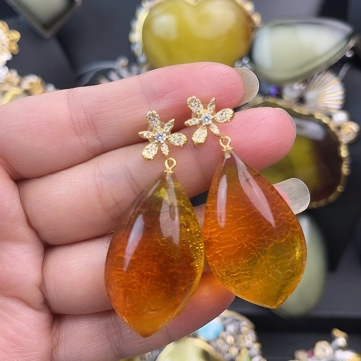 琥珀银S925镶嵌裸石