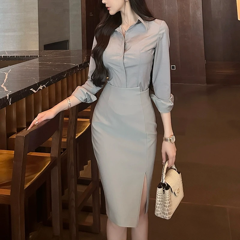 西装裙包臀裙高腰通勤不规则半裙高级感精致显瘦气质干练半身裙X