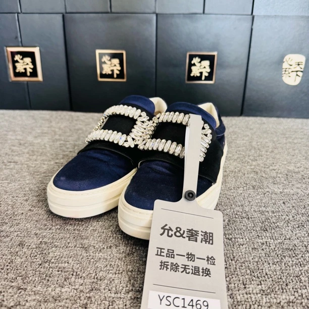 95新 Roger Vivier/罗杰·维威耶 绸缎方钻运动鞋36.5码ysc1469
