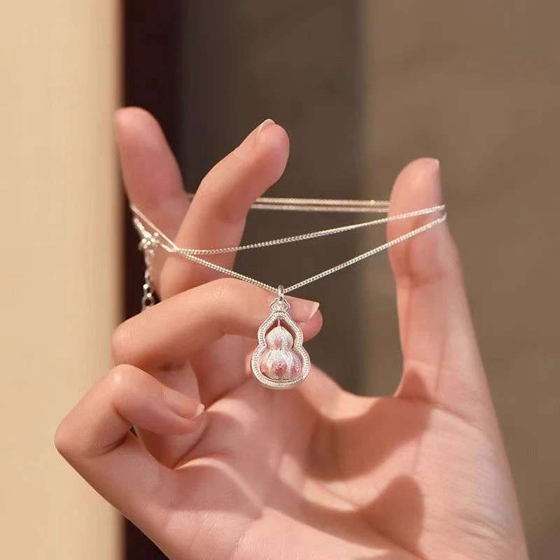 坠链均足银 设计百搭珐琅彩葫芦项链简约气质小众素链856