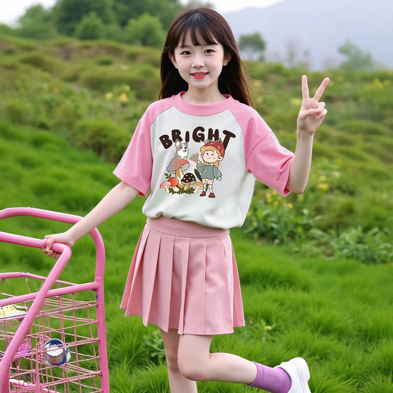 女童学院风百褶裙半身裙小学生春秋白色儿童jk短裙中大童秋季裙子