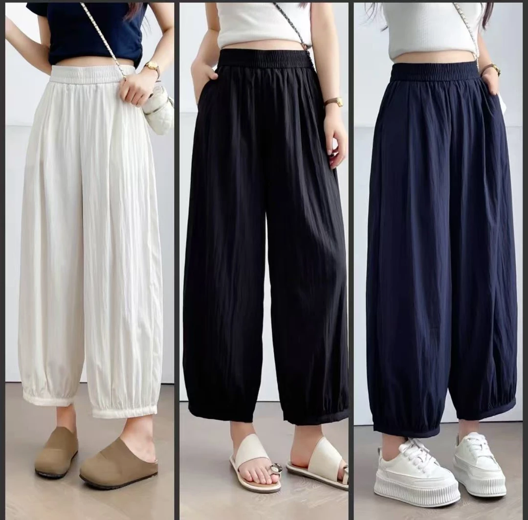 悦悦大码女装夏季高腰休闲风薄款灯笼裤休闲裤山本风休闲裤